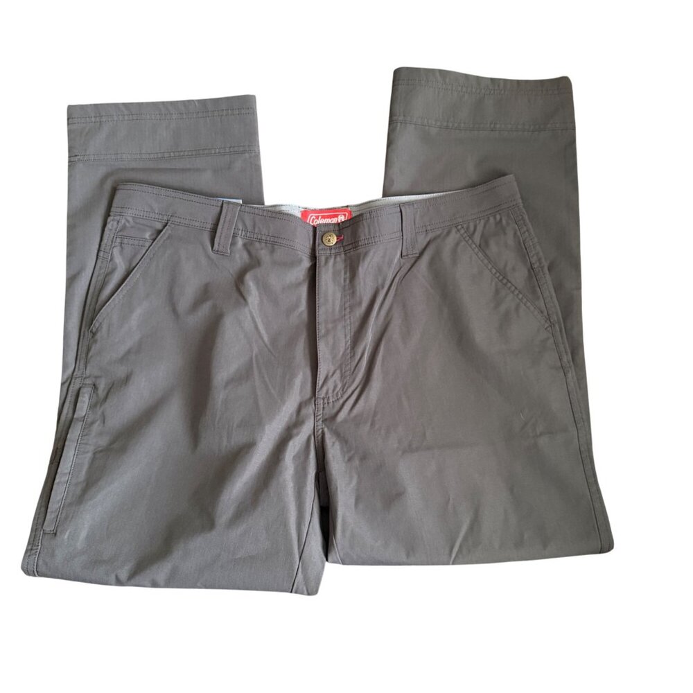 Coleman Mens Stretch Utility Pants 38W 30L Gray Wrinkle & Stain Resistant Durabl